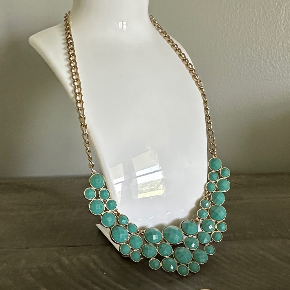 Vintage Gold and Green Statement Necklace
